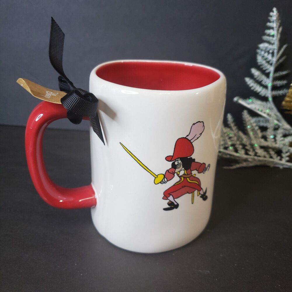 NEW Rae Dunn Disney Collectible Peter Pan Captain Hook Red Stoneware Mug Cup